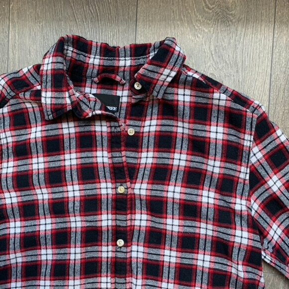 Aritzia Wilfred Free Charlotte Button Down Shirt Plaid Flannel Side Slit XS - Picture 11 of 14